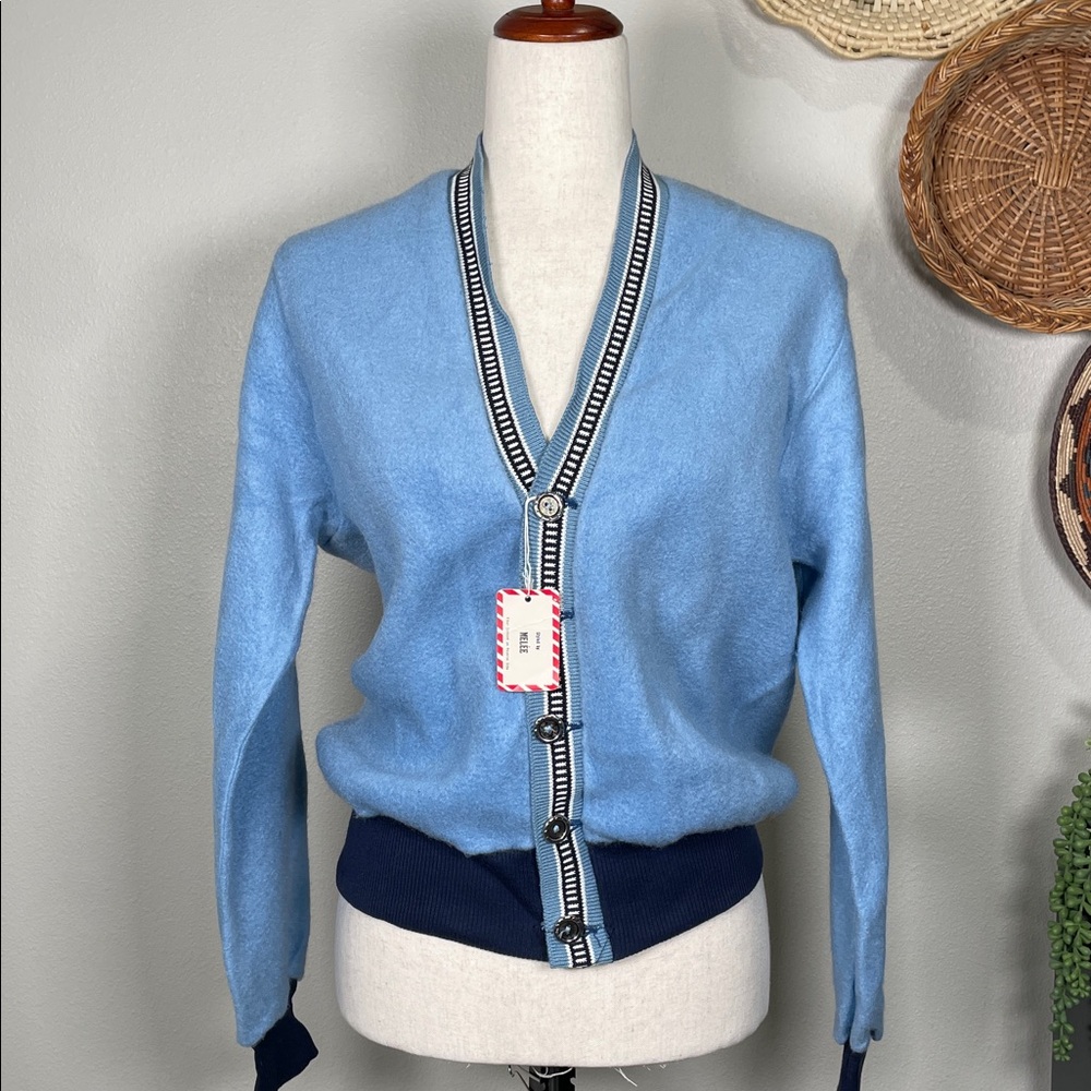 Women’s Vintage 60’s MELÉE Exclusive Sportwear Blue Button Up V-Neck Cardigan S